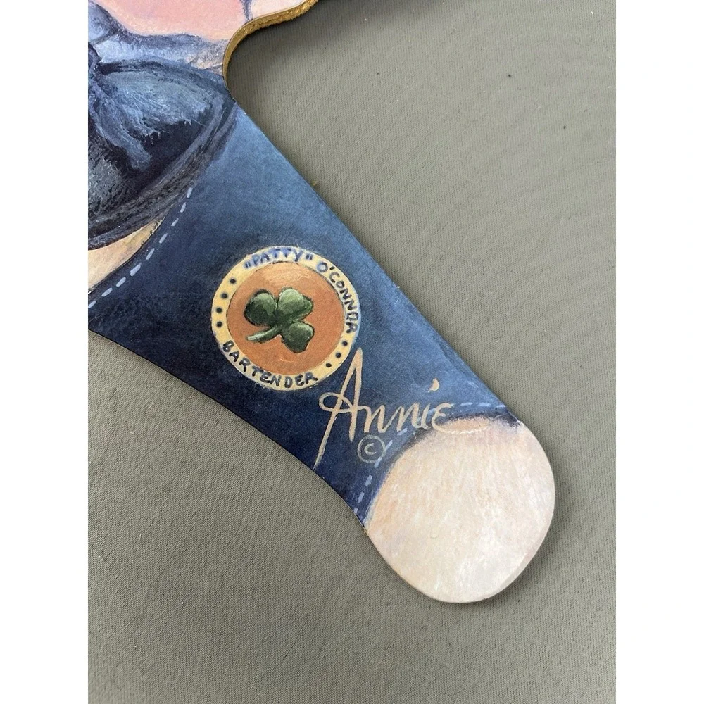 Annie Rhinehart Irish Pub Bulldog Wooden Hanger Stupell Art Vintage